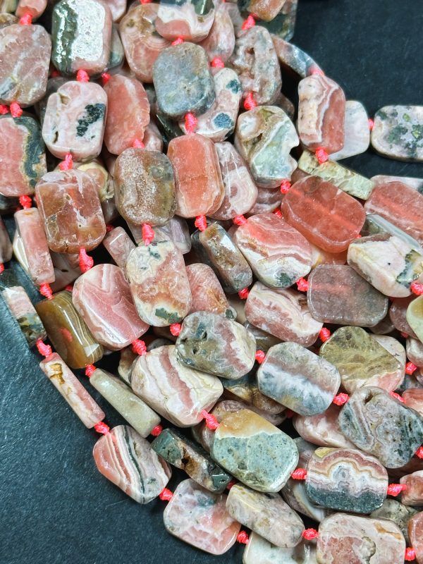 NATURAL Rhodochrosite Gemstone Bead 15x11mm Rectangle Tablet Shape, Beautiful Natural Pink Brown Color Gemstone Beads Full Strand 15.5  Discount