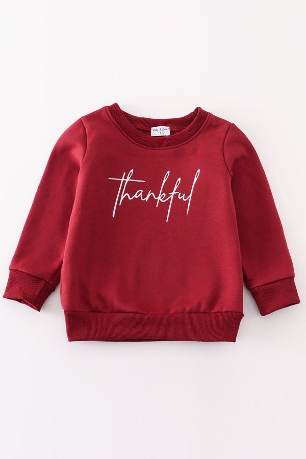 Maroon thankful fleece mom&me sweatshirt For Sale