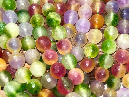 AAA Natural  CANDY APPLE Jade Gemstone Bead Faceted 6mm 8mm 10mm Round Bead, Gorgeous greens, light purple Jade Excellent Quality 15.5  on Sale