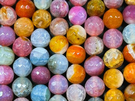 Natural Dragon Vein Agate Gemstone Bead Faceted 10mm Round Bead, Gorgeous Multicolor Dragon Vein Agate Bead, Great Quality Full Strand 15.5  Online now