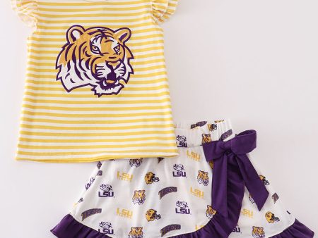 Yellow tiger applique LSU girl set Online Hot Sale