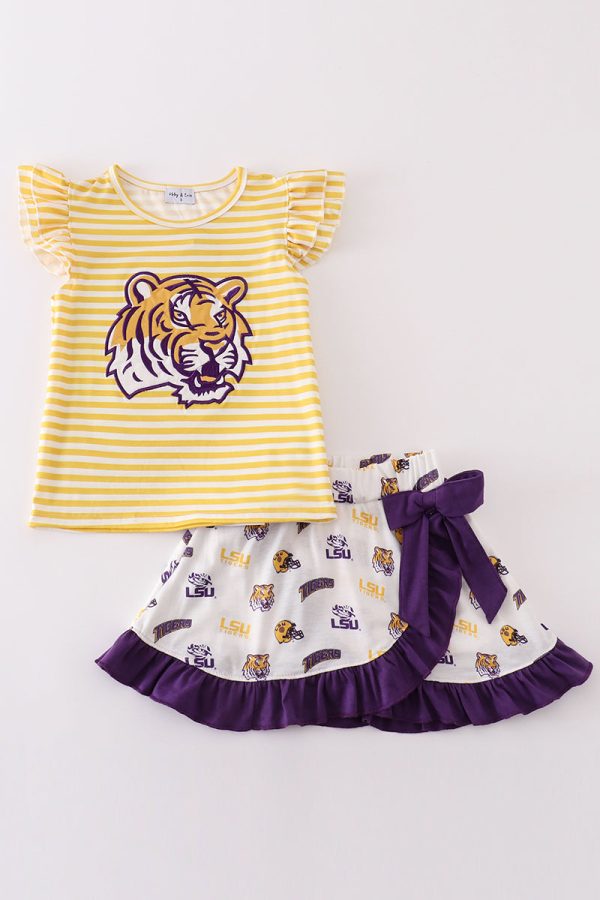 Yellow tiger applique LSU girl set Online Hot Sale