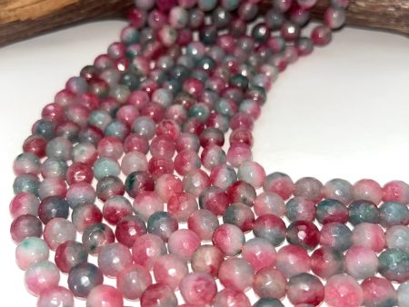 AAA Natural Watermelon Jade Gemstone Bead Faceted 6mm 8mm 10mm Round Bead, Gorgeous Natural Clear Mauve & Green Jade Excellent Quality 15.5  For Cheap