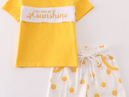 Yellow you are my sunshine embroidery boy set on Sale