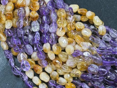 AAA Natural Ametrine Gemstone Bead Freeform Pebble Shape, Gorgeous Natural Purple Orange Color Ametrine Bead, Excellent Quality 15.5  Strand Cheap