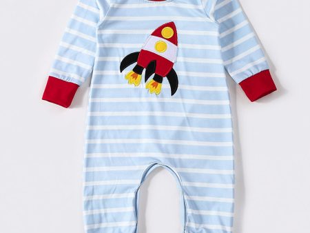 Red rocket applique boy romper Online