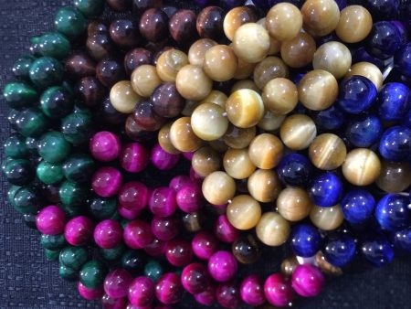 AAA Natural Multicolor Tiger Eye Gemstone Beads 4mm 6mm 8mm 10mm 12mm Round Beads, Gorgeous Rainbow Multicolor Tiger Eye Hot on Sale