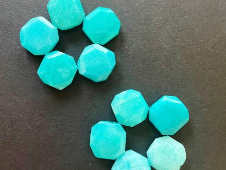 AAA Natural amazonite stone bead. Faceted 17x17mm square shape. Gorgeous blue color. High quality gemstone bead! Supply