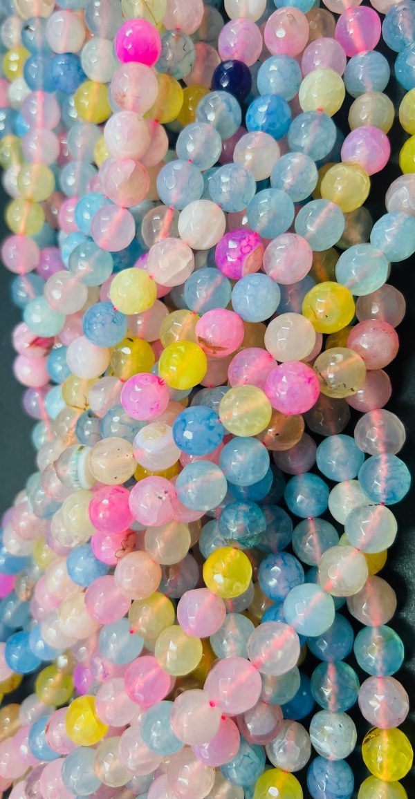 AAA Cotton candy jade stone bead. Faceted 6mm 8mm 10mm round bead. Gorgeous natural multi color jade stone bead. High quality  ! Sale