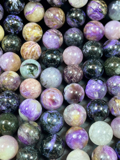 Natural Charoite Gemstone Bead 6mm 8mm 10mm Round Bead, Gorgeous Natural Purple Black Color Charoite Gemstone Beads, Full Strand 15.5  Hot on Sale