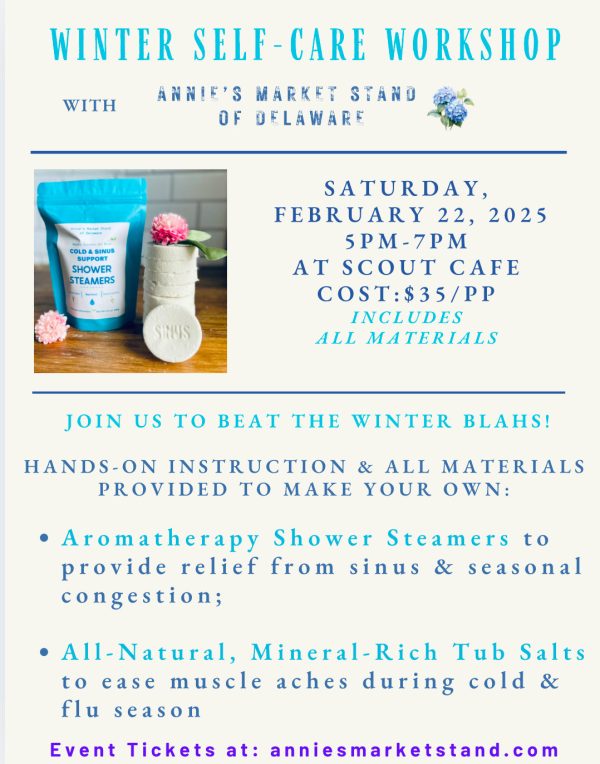 Feb 22nd ~ “Winter Self-care” Shower Steamer Workshop @ Scout Cafe For Discount