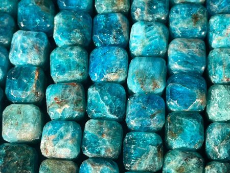 AAA Natural apatite stone bead. 4mm 8mm faceted cube shape bead. Gorgeous natural blue color apatite gemstone. Full strand 15.5” Cheap