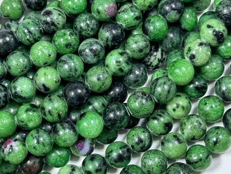 NATURAL Ruby Zoisite Gemstone Bead 4mm 6mm 8mm 10mm Round Beads, Beautiful Green Ruby Red Color Zoisite Gemstone, Full Strand 15.5  Discount