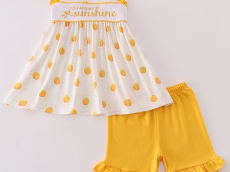 Yellow you are my sunshine embroidery girl set on Sale