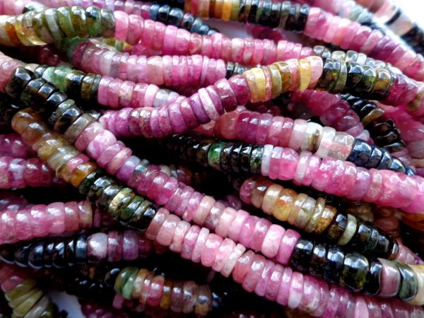 AAA Multicolor Natural Tourmaline Gemstone Beads, 6x2mm Smooth Rondelle Shape Beads, Great Quality gemstone 15.5” strand! on Sale