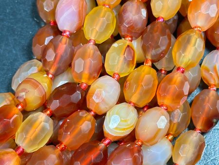 AAA NATURAL Botswana Agate Gemstone Bead Faceted 13x10 Barrel Shape, Gorgeous Red Orange Color Botswana Agate Gemstone Bead Full Strand 15.5 For Discount