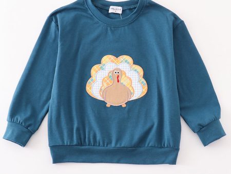 Navy thanksgiving turkey applique boy top Hot on Sale