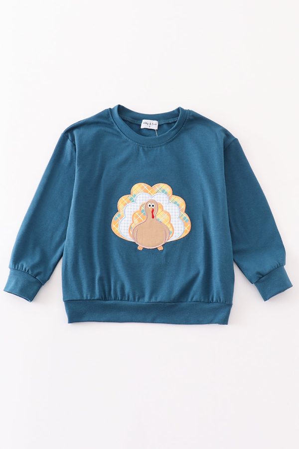 Navy thanksgiving turkey applique boy top Hot on Sale