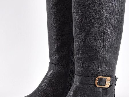 NEW Tory Burch Women s Black Tumbled Leather BROOKE Knee High Riding Boots 7 Online now