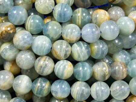 AAA Natural Calcite Gemstone Bead 6mm 8mm 10mm Round Bead. Gorgeous Natural Aqua Blue Brown Calcite Gemstone Bead For Discount