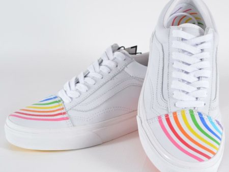 New VANS Old Skool V FLOUR SHOP Rainbow PRIDE Leather Sneakers Shoes 7.5 Hot on Sale