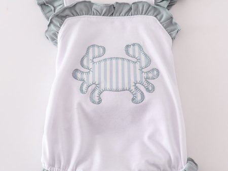 White crab applique ruffle girl bubble For Cheap