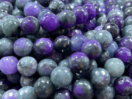 AAA Natural Midnight  Jade Gemstone Bead Faceted 6mm 8mm 10mm Round Bead Gorgeous Natural dark gray deep purple Jade Excellent Quality 15.5  Online now