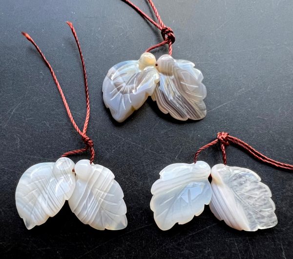 Natural Botswana Agate Leaf shape 17x25mm Gorgeous Gray White Color! Loose Pendant Loose Gemstone Loose Bead Handmade Jewelry Great Quality! For Discount