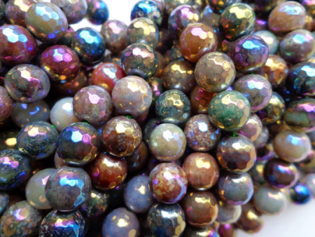 AAA Mystic Indian Agate Gemstone Beads, Faceted 6mm 8mm 10mm 12mm Round Beads, Beautiful Gray Purple Beads, Great Quality Bead! Full Length 15  For Cheap