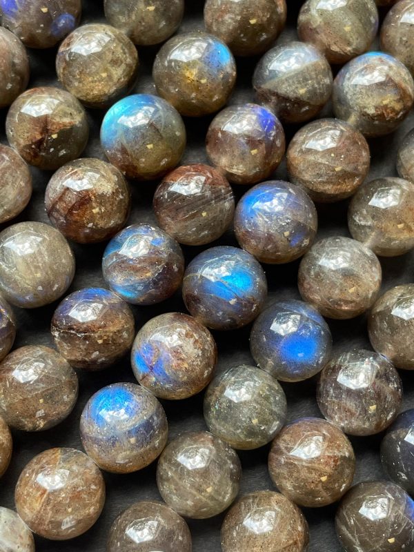 AAA Blue Flash Labradorite Gemstone Bead 6mm 8mm 10mm 12mm Round Bead, Gorgeous Gray Black Color with Blue Flash Labradorite Gemstone Bead, Great Quality Beads Online Sale