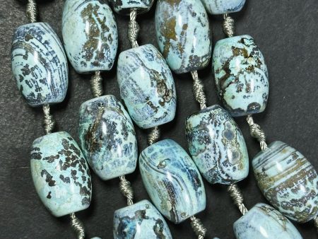 Natural Dragon Skin Agate Gemstone Bead 19x13mm Barrel Shape Bead, Beautiful Natural Blue Brown Color Dragon Skin Agate Beads 13  Strand For Sale