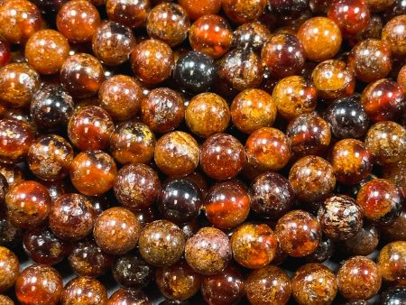 AA+ Natural Hessonite Orange Garnet Gemstone Bead 4mm 6mm 8mm Round Bead, Beautiful Natural Orange Brown Color Garnet Bead Full Strand 15.5  on Sale