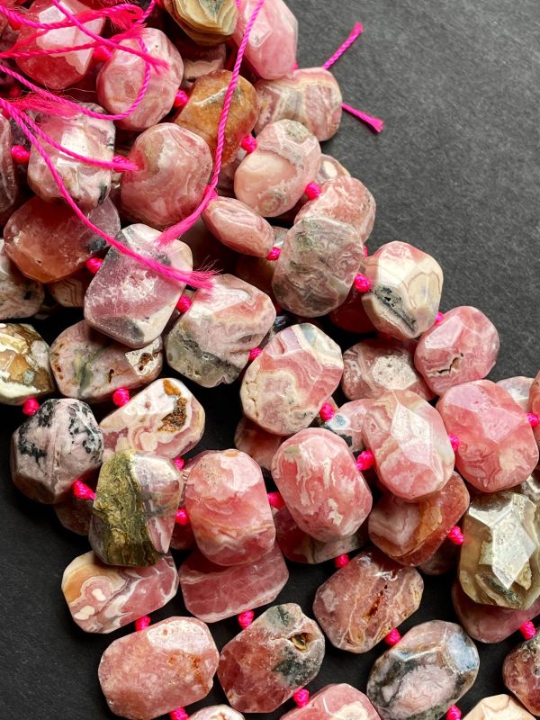 AA Natural Rhodochrosite Gemstone Bead Faceted 14x16mm Rectangle Shape, Gorgeous Natural Pink Color Rhodochrosite Gemstone Bead Discount