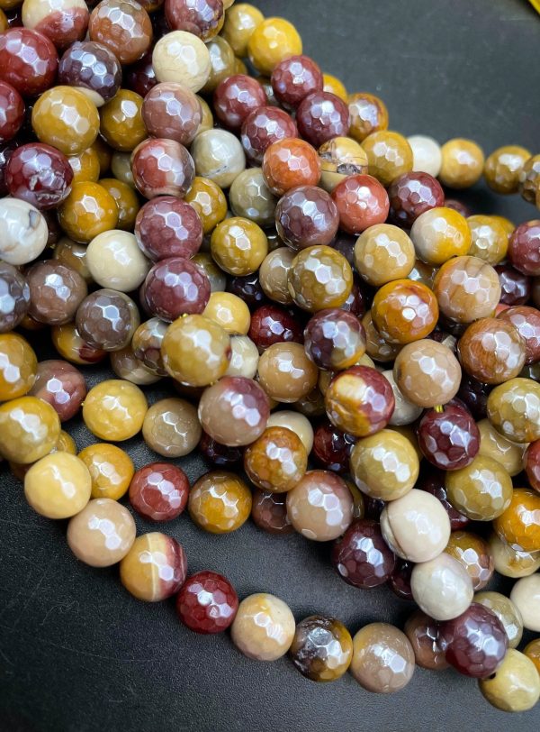 AA Mystic Natural Mookaite Jasper Gemstone Bead Faceted 8mm 10mm 12mm Round Beads, Beautiful Natural Multicolor Red Orange Yellow Mookaite Gemstone Beads Online Hot Sale