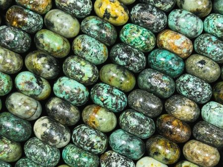 Natural African Turquoise Gemstone Bead 10x6mm Rondelle Shape, Beautiful Natural Green Brown Turquoise, Excellent Quality Full Strand 15.5  on Sale