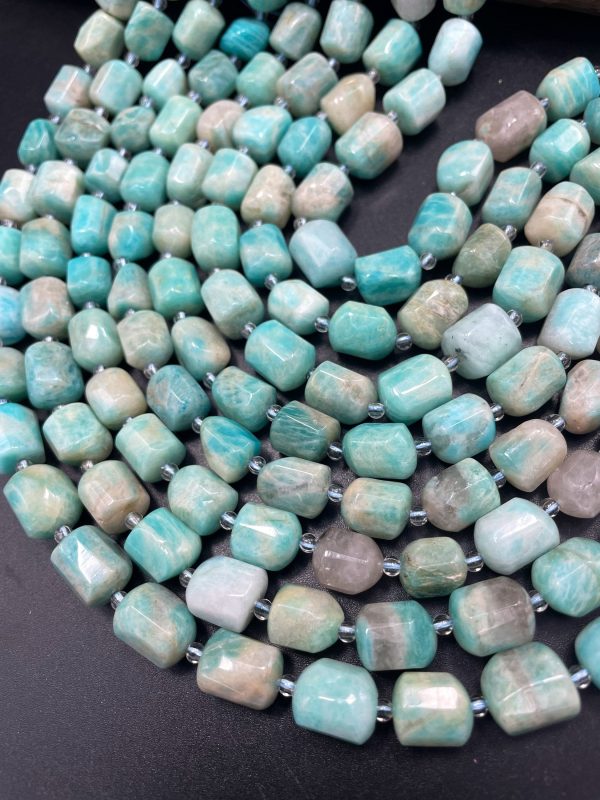 AA Natural Amazonite Gemstone Bead 9x12mm Faceted Nugget Shape, Beautiful Natural Blue Color Amazonite Gemstone Bead Online