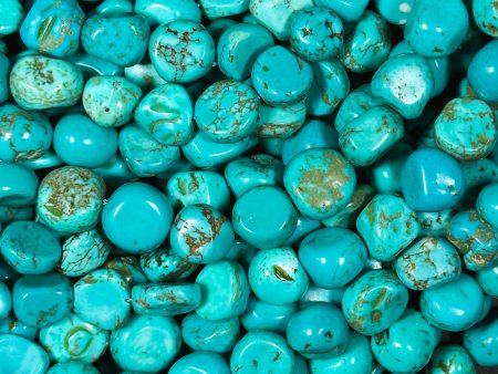 Natural Chinese Turquoise Gemstone Bead 9-12mm Freeform Pebble Shape, Beautiful Natural Blue Color Turquoise Beads, Full Strand 15.5  For Sale