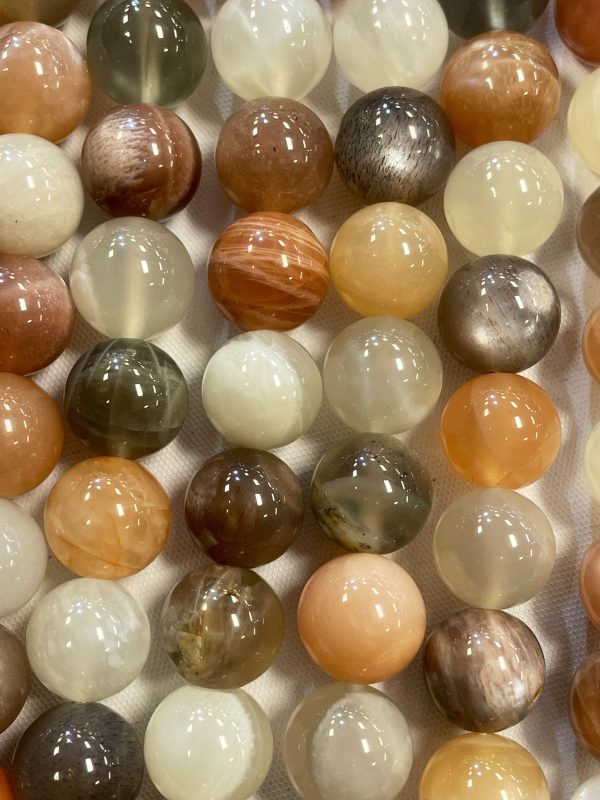 AAA Beautiful Natural Moonstone Gemstone Bead 6mm 8mm 10mm 12mm Round Beads, Gorgeous Natural Multicolor Multi Moonstone Gemstone Beads Hot on Sale