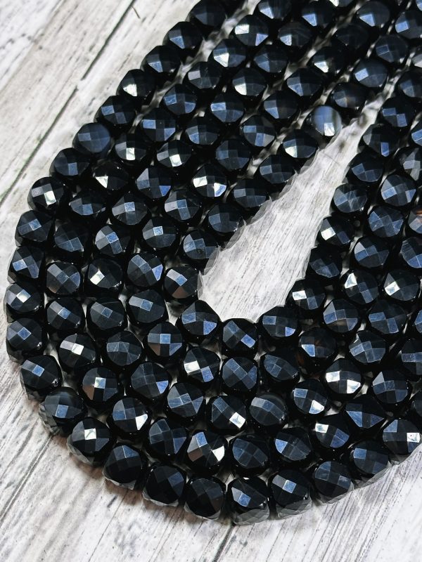 AAA Black Tourmaline Gemstone Bead Faceted 8mm Cube Shape, Gorgeous Natural Black Color Tourmaline Stone Bead Great Quality Full Strand 15.5 For Cheap