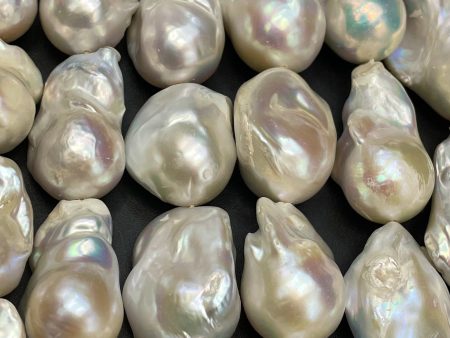 AA Natural Baroque Pearl Bead Natural Freeform Shape About 15-30mm, Beautiful Natural Ivory White Color Baroque Pearl Full Strand 15.5  Fashion