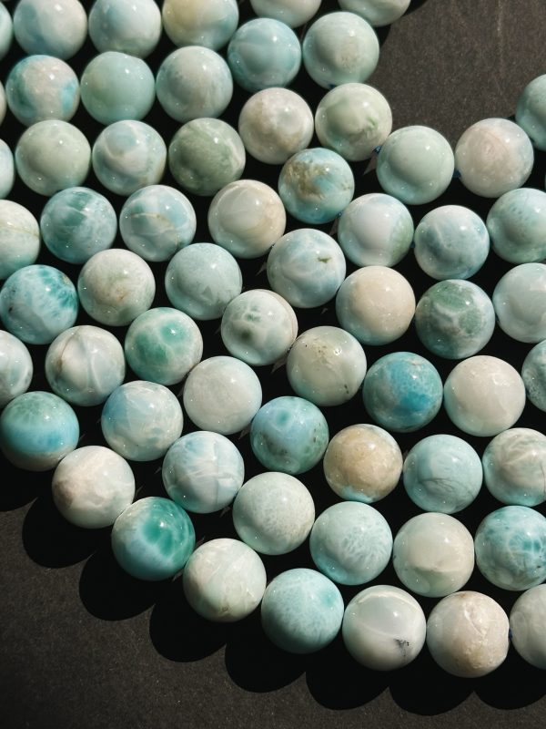 AA+ Natural Larimar Gemstone Round Bead 5mm 6mm 8mm 10mm 12mm Round Bead Beautiful 100% Natural Blue Larimar Bead Larimar Beads Online Sale