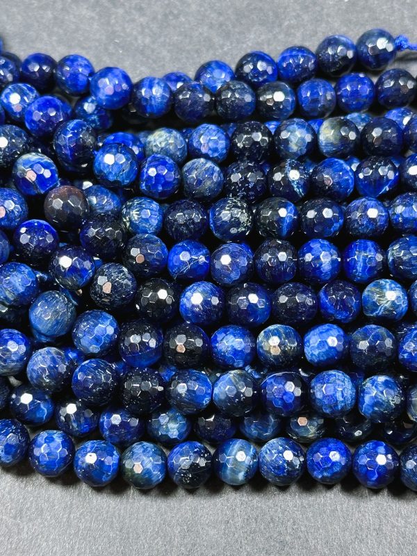 Natural Blue Tiger Eye Gemstone Bead Faceted 8mm 10mm Round Beads, Beautiful Royal Blue Color Tiger Eye Gemstone, Great Quality 15.5  Strand Online