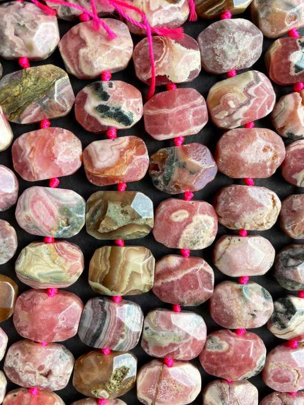 AA Natural Rhodochrosite Gemstone Bead Faceted 14x16mm Rectangle Shape, Gorgeous Natural Pink Color Rhodochrosite Gemstone Bead Discount