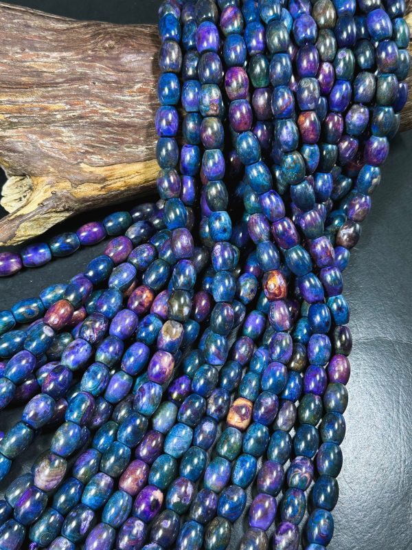 Natural Tibetan Gemstone Bead 13x10mm Barrel Shape Bead, Gorgeous Multicolor Galaxy Purple Blue Color Tibetan Stone Beads, Full Strand 14  Cheap