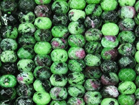 Natural Ruby Zoisite Gemstone Bead Faceted 8x5mm Rondelle Beads, Beautiful Natural Green Ruby Red Ruby Zoisite Beads Excellent Quality 15.5  For Sale