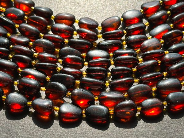 Natural Amber Gemstone Bead 14x10mm Oval Shape Bead, Beautiful Natural Dark Red Brown Color Amber Stone Bead Full Strand 15.5  Online Hot Sale