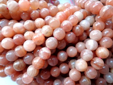 AAA Natural Sunstone Gemstone Beads 8mm 10mm 12mm Smooth Round Shape Beads, Beautiful Peach Color Great Quality Bead! Full length 15.5  Online