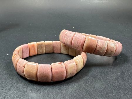 Natural Rhodonite Bangle 15x11 Rectangle Shape Gemstone Bracelet. Beautiful Pink Dusty Rose Color Bead. Excellent Quality Unique Bangle! Sale