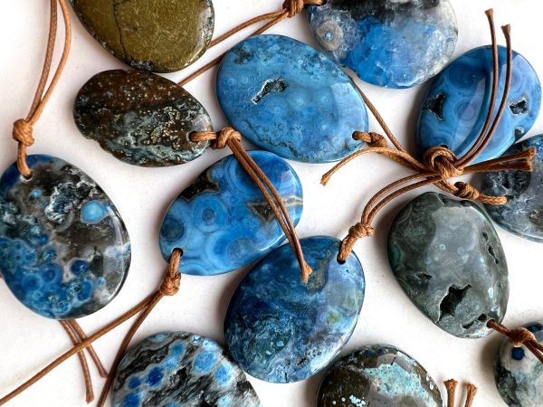 Natural Gemstone Blue Ocean Jasper Oval Shape Pendant Gorgeous Ocean Blue Color Loose Beads Loose Pendants Great Quality Jasper!!! Online Hot Sale