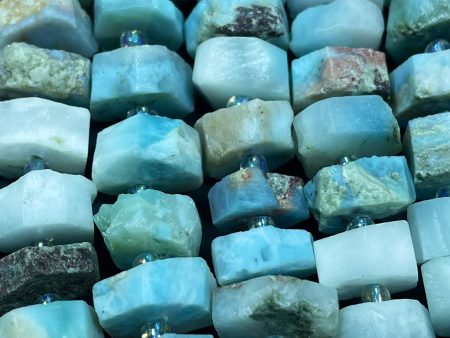 100% Natural Raw Larimar Gemstone Bead Faceted 12mm Pinwheel Shape, Beautiful Blue Natural Color Larimar Gemstone Bead Fashion